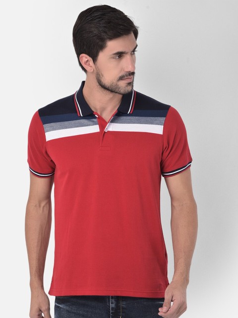 

COBB Men Red Colourblocked Polo Collar T-shirt