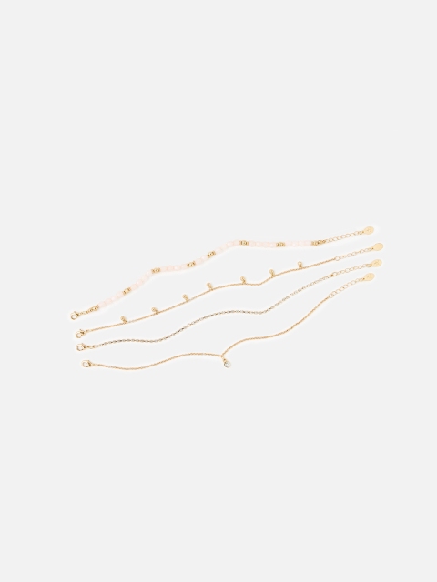 

Accessorize Women Pink & Gold-Toned Brass Gold-Plated Charm Anklet