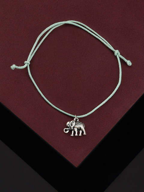 

ELLIE THE ELEPHANT CORD ANKLET, Turquoise blue