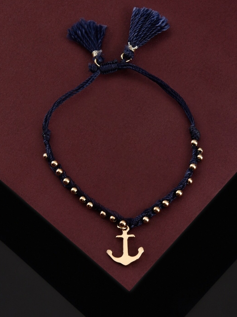 

Accessorize Women Gold & Navy Blue Metal Anchor Charm Bracelet