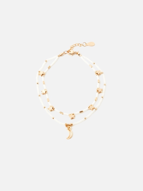 

Accessorize Women White & Gold-Toned Charm Bracelet