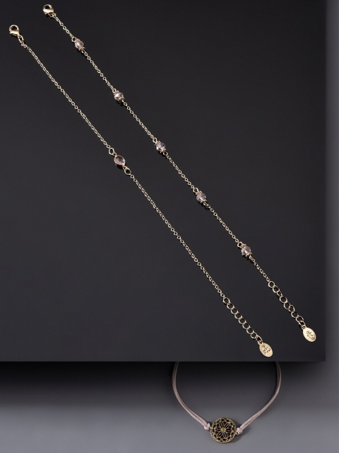 

Accessorize Women Set of 3 Pink & Gold-Toned Brass Gold-Plated Charm Bracelets