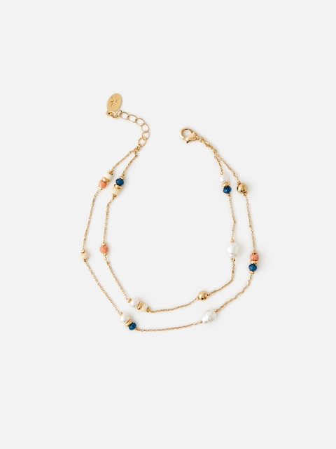 

Accessorize Women Gold-Toned & Multicoloured Brass Gold-Plated Multistrand Bracelet