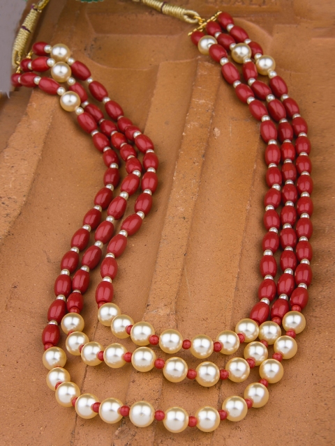 

Alankruthi Womens Gold & White Multistrand Pearl Mala