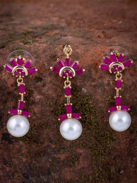 

Alankruthi Womens Gold & White AD Stone Pendant Set