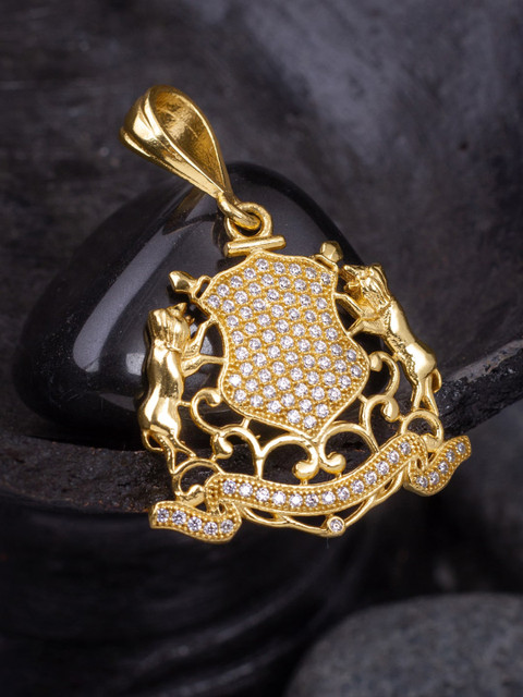 

Alankruthi Womens Gold & White AD Stone Pendant Set
