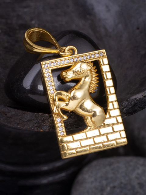 

Alankruthi Gold-Plated & White Cubic Zirconia American Diamond-Studded Contemporary Pendant