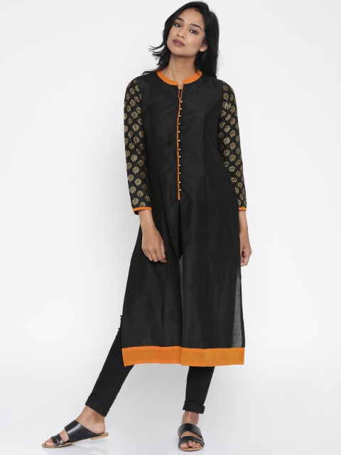 

Anouk Women Black Printed Straight Kurta