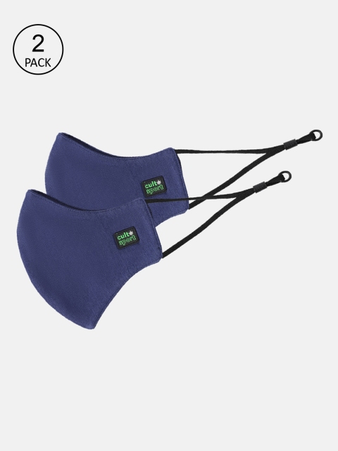 

Cultsport Unisex Pack Of 2 Navy Blue Solid 7-Ply Reusable Breathefit Protective Outdoor Masks
