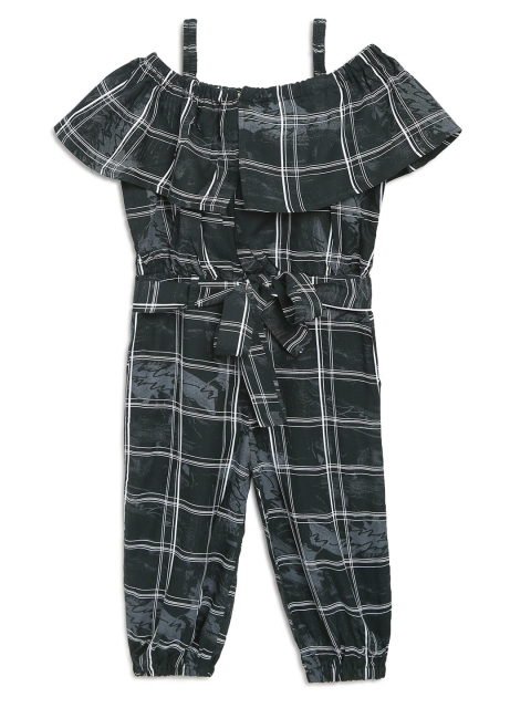 

ADIVA Girls Green Checked Basic Jumpsuit