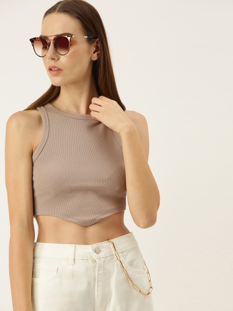

FOREVER 21 Grey Solid Tank Crop Top