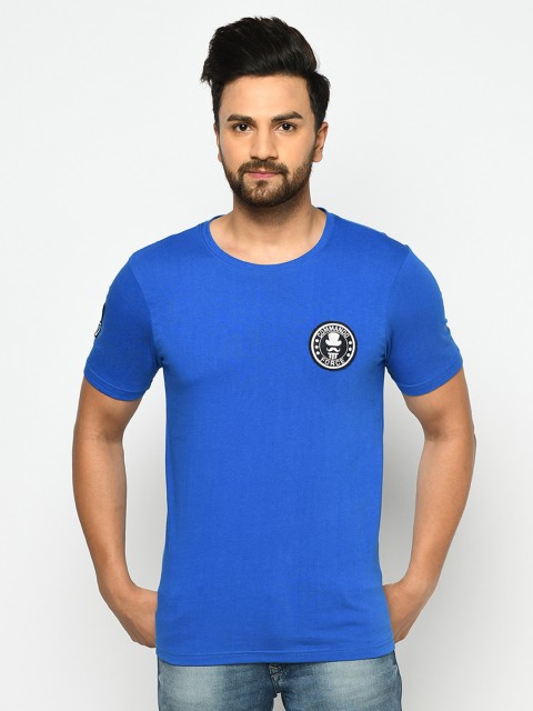 

ELEGANCE Men Blue Solid Regular Fit T-shirt