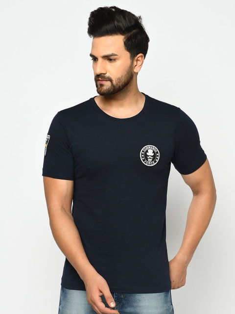 

ELEGANCE Men Navy Blue Solid Regular Fit T-shirt