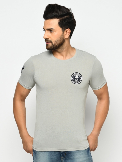 

ELEGANCE Men Grey Solid Regular Fit T-shirt
