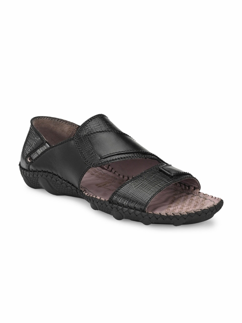 

Hitz Men Black & Brown Leather Shoe-Style Sandals