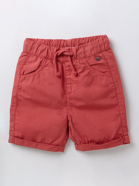 Ed-a-Mamma Boys Red Washed Mid-Rise Regular Shorts