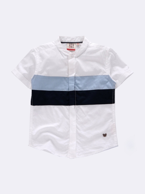 

Ed-a-Mamma Boys White Colourblocked Casual Shirt