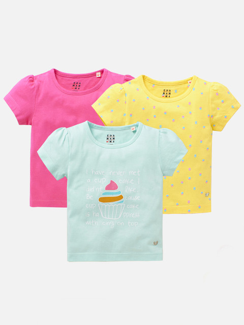 

Ed-a-Mamma Girls Multicoloured Pack of 3 Cotton Printed T-shirts, Multi
