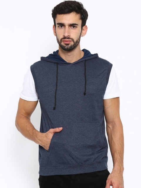 

American Crew Navy Melange Sleeveless Hooded Sweatshirt, Navy blue