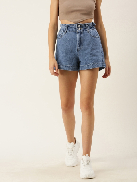 

FOREVER 21 Women Blue Mid-Rise Denim Shorts