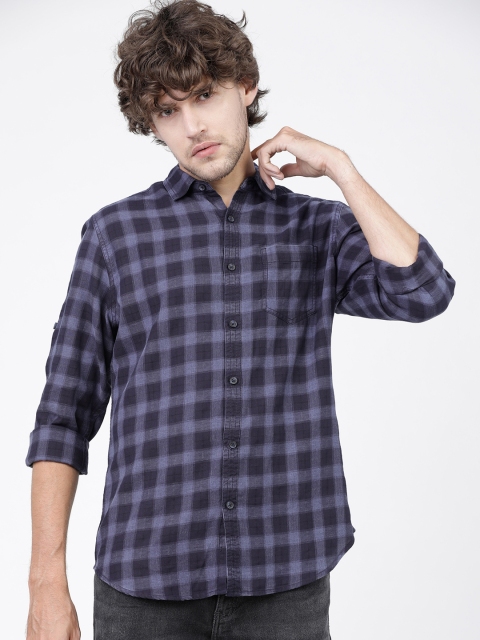 

Ecko Unltd Men Navy Blue Slim Fit Checked Casual Shirt