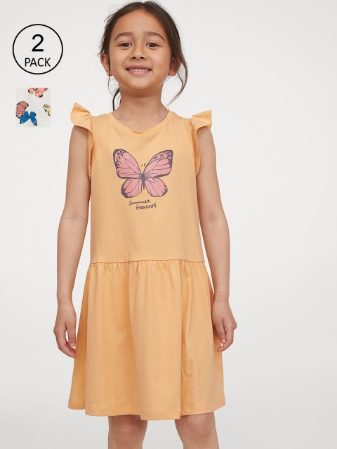 

H&M Girls 2-Pack Fit & Flare Cotton Dresses, White