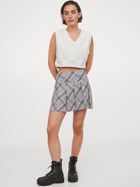 

H&M Grey Pleated A-Line Skirt