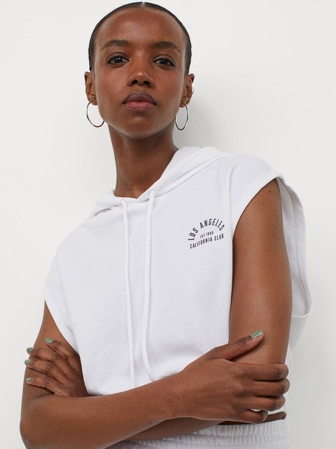 

H&M Women White Solid Cropped Hoodie