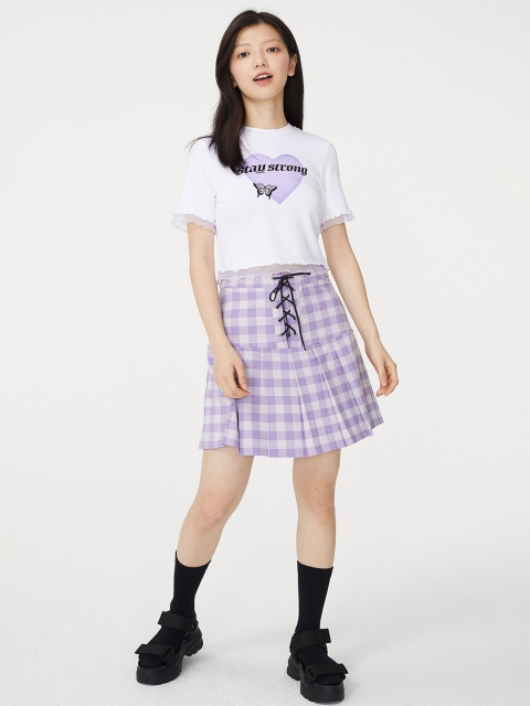 

H&M Womens White Print-motif cropped top