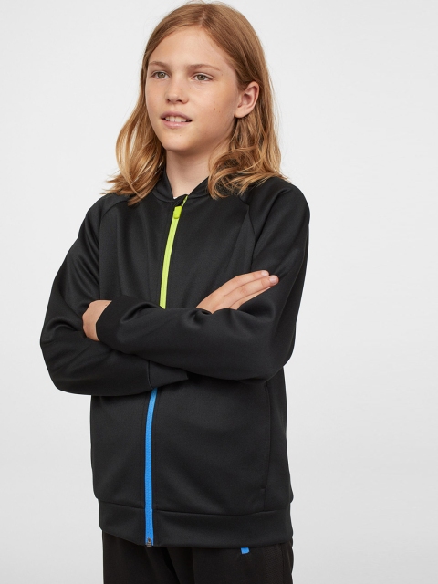 

H&M Boys Black Solid Track Reflective Detail Jacket