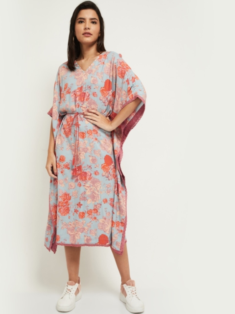 

max Blue Women Floral Kaftan Midi Dress