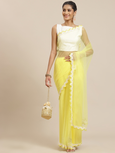 

Sangria Yellow Net Saree