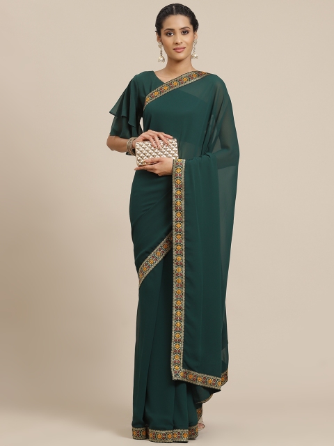 

Sangria Green Solid Saree