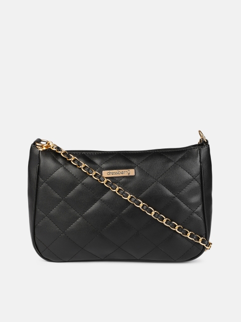 

DressBerry Black Structured Quilted Sling Bag