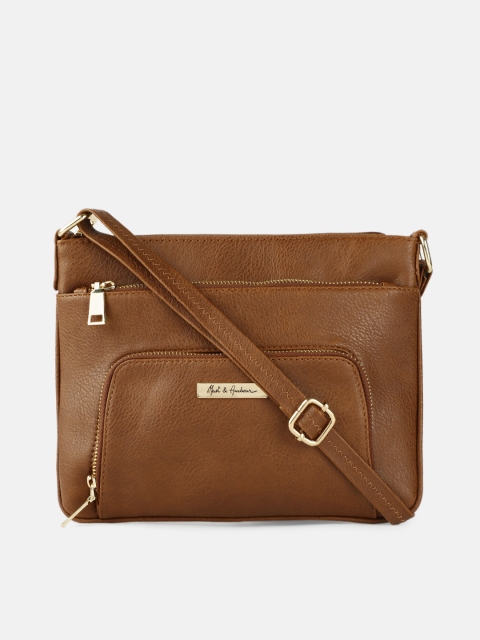 

Mast & Harbour Tan Solid Synthetic Leather Regular Structured Sling Bag