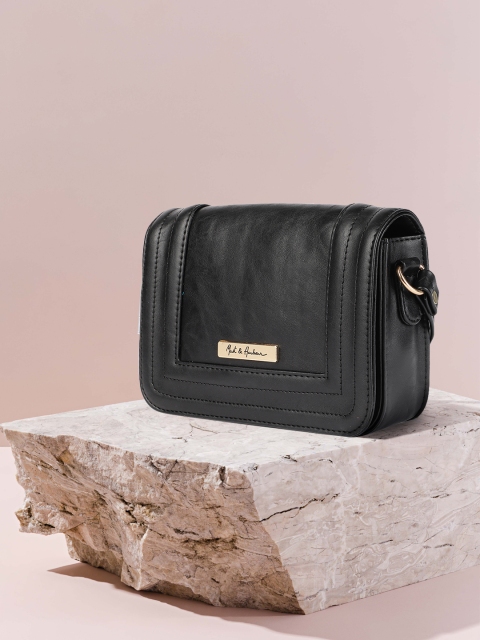 

Mast & Harbour Black Solid Structured Sling Bag