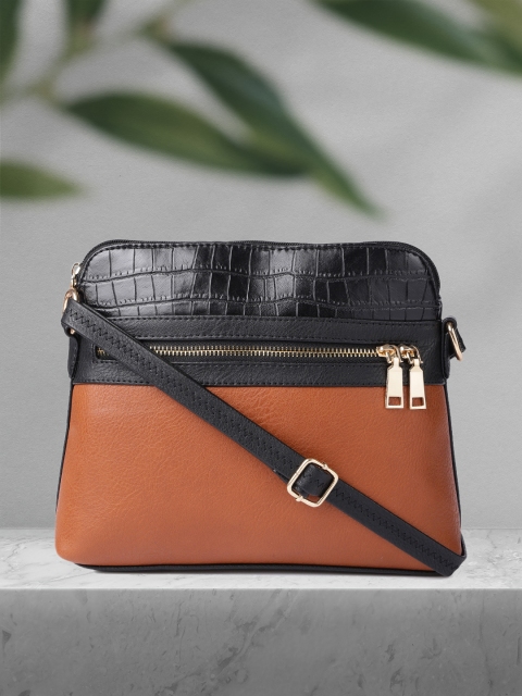 

Mast & Harbour Tan & Black Colourblocked Bowling Sling Bag