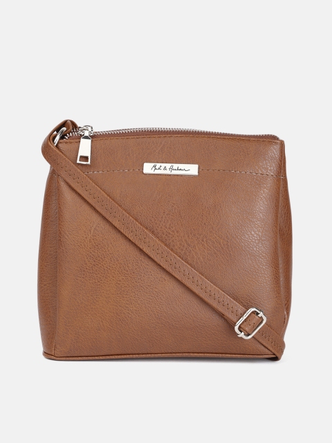

Mast & Harbour Tan Brown Solid Oversized Structured Sling Bag