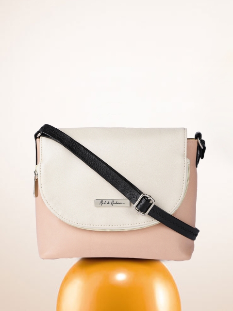 

Mast & Harbour Women Pink & Beige Colourblocked Sling Bag