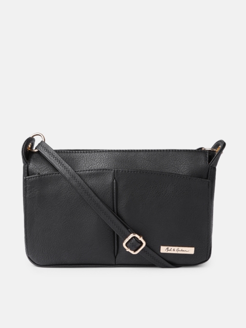 

Mast & Harbour Black Solid Structured Sling Bag