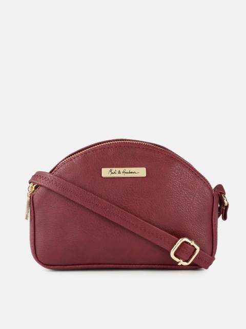 

Mast & Harbour Burgundy Solid Synthetic Leather Regular Structured Sling Bag