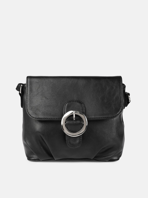 

DressBerry Women Black Solid Buckle Detailed Sling Bag