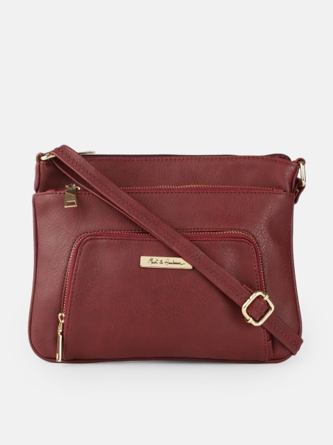 

Mast & Harbour Burgundy Solid Synthetic Leather Regular Structured Sling Bag