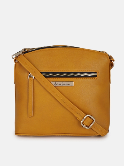 

Mast & Harbour Mustard Solid Synthetic Leather Regular Structured Sling Bag
