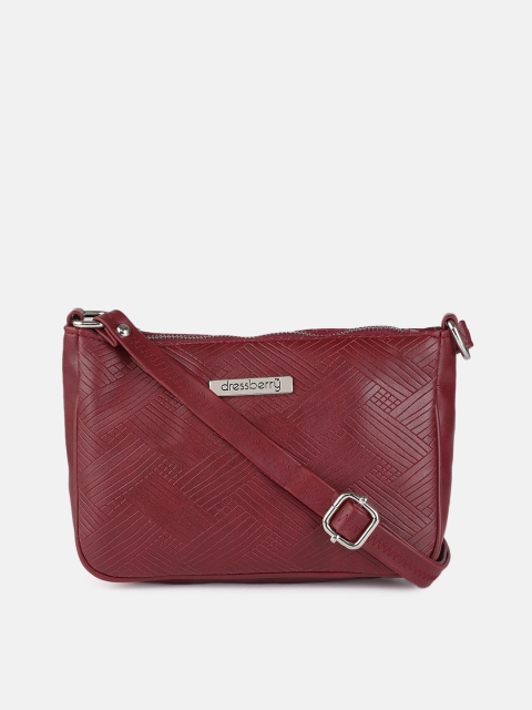 

DressBerry Burgundy Checked Structured Sling Bag