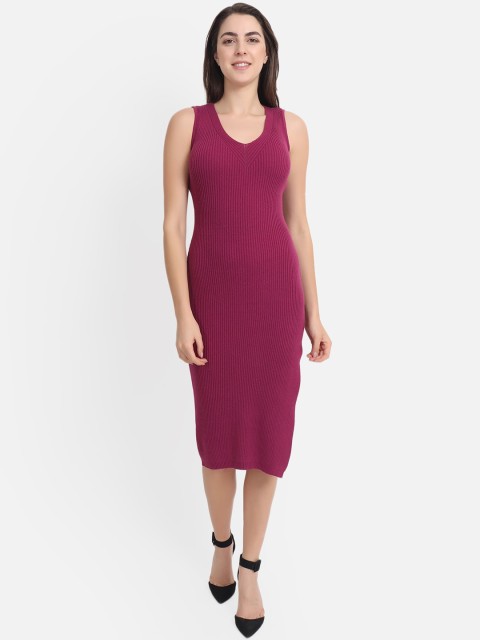 

FABNEST Women Pink Bodycon Midi Dress