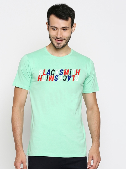 

Blacksmith Men Green Typography Printed T-shirt