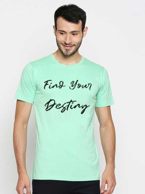 

Blacksmith Men Sea Green Typography Printed Pure Cotton T-shirt