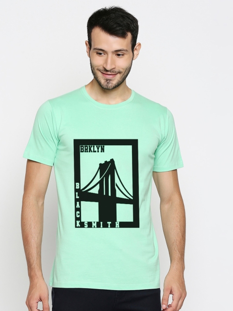 

Blacksmith Men Green Pure Cotton Graphic Printed Pure Cotton T-shirt