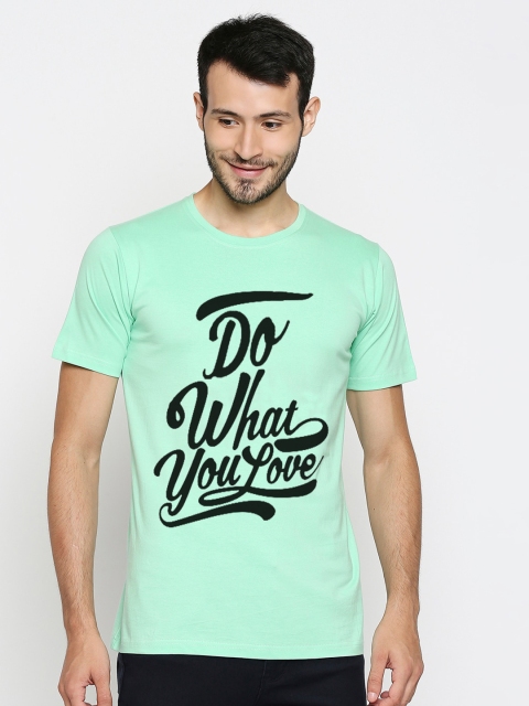 

Blacksmith Men Sea Green Typography Printed Pure Cotton T-shirt
